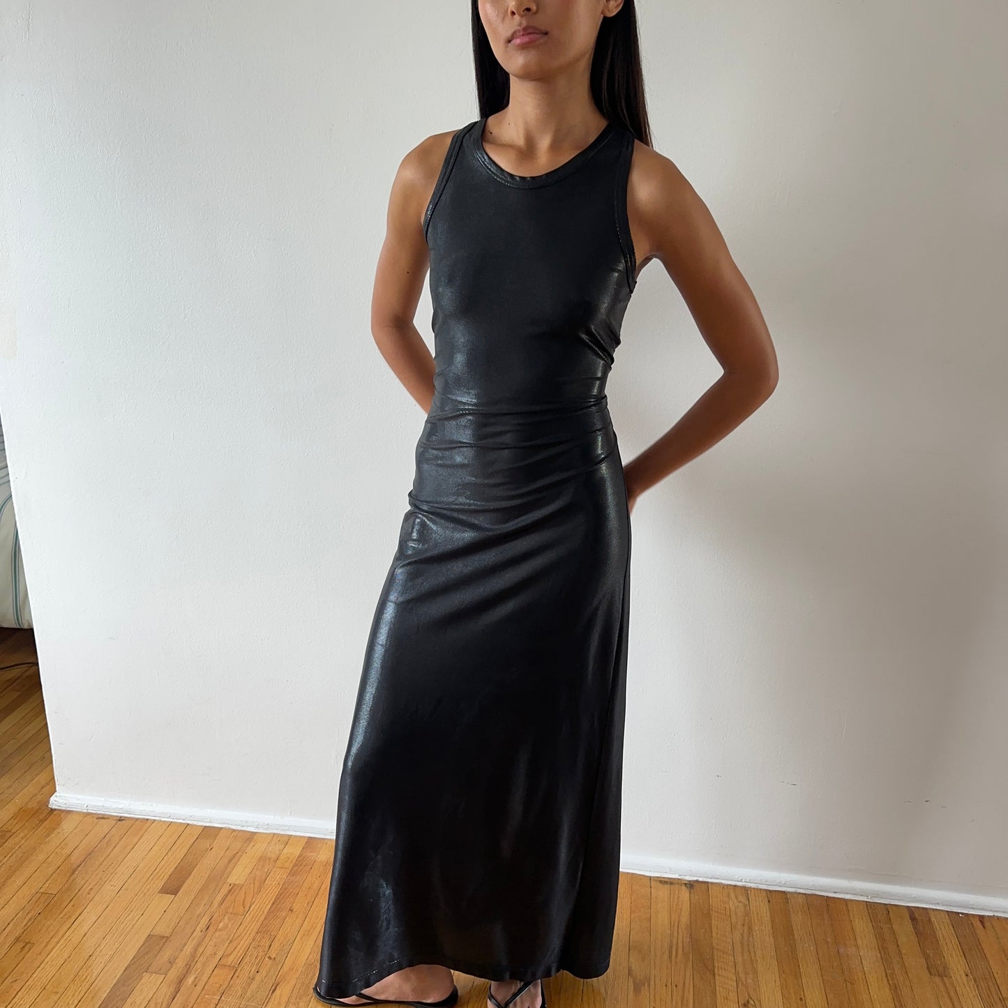 maxi dress — black shine