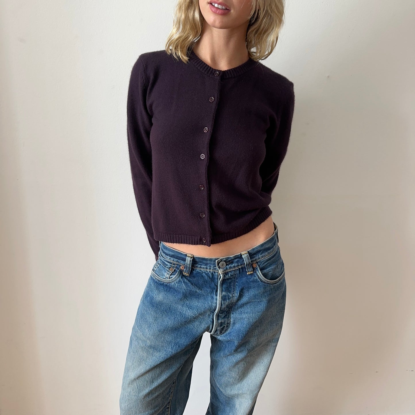 soft cardigan — plum