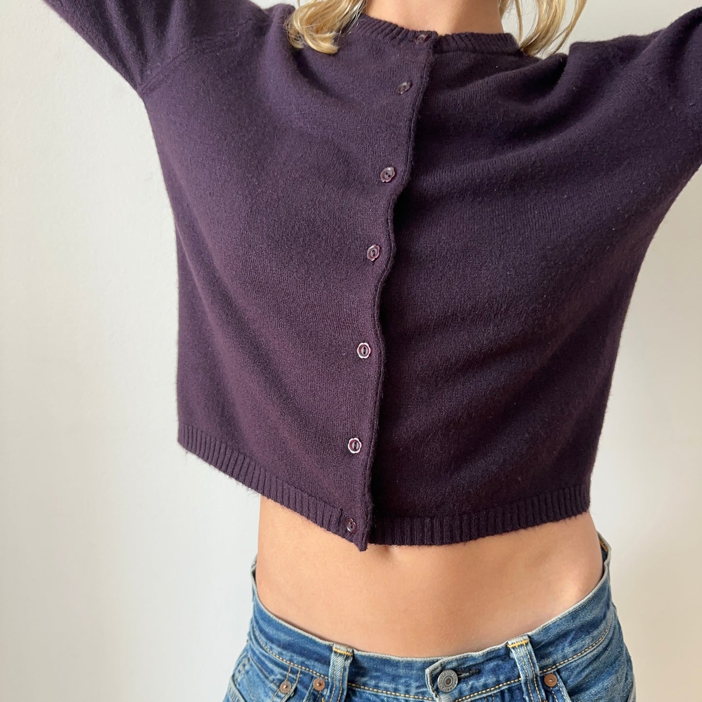 soft cardigan — plum