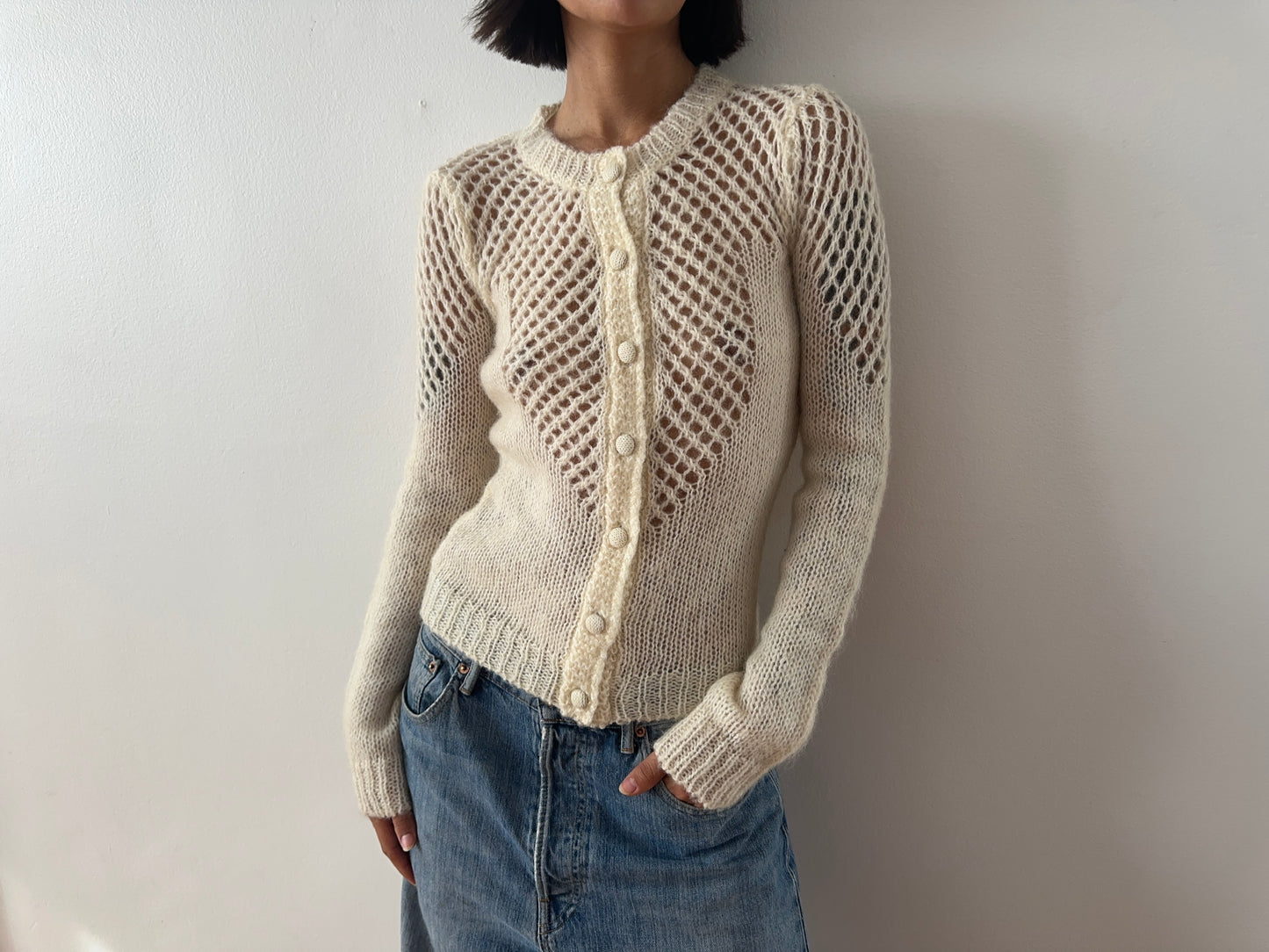 mohair cardigan — cream