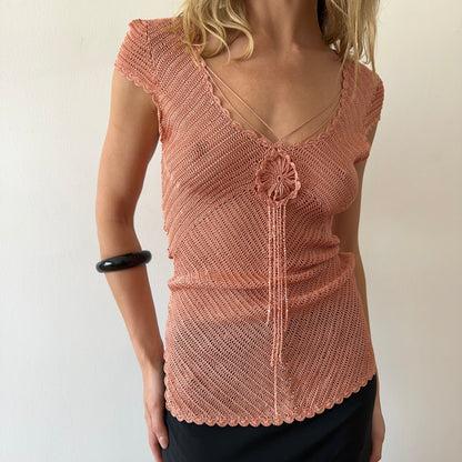 crochet top —  peach