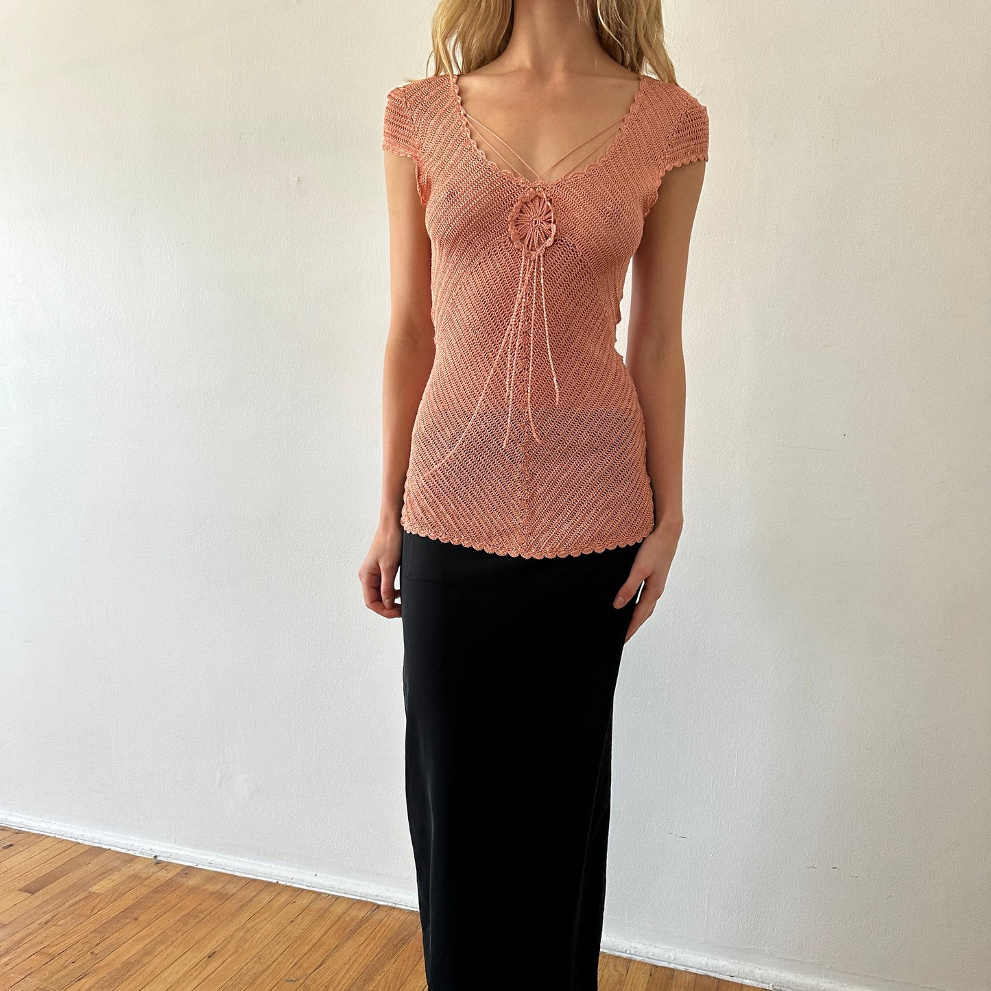 crochet top —  peach