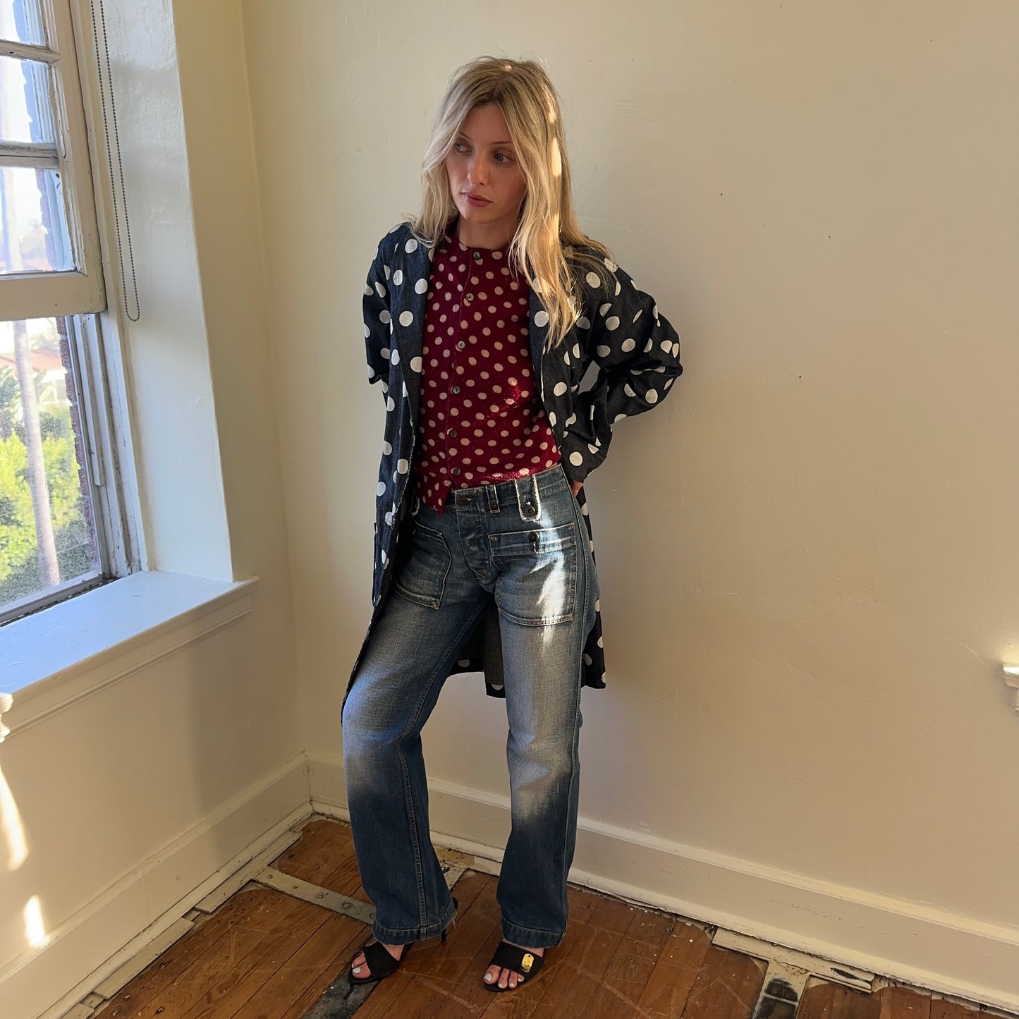 denim coat — polka