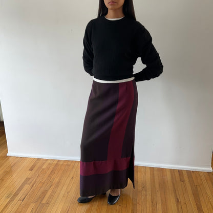 wool skirt — color block