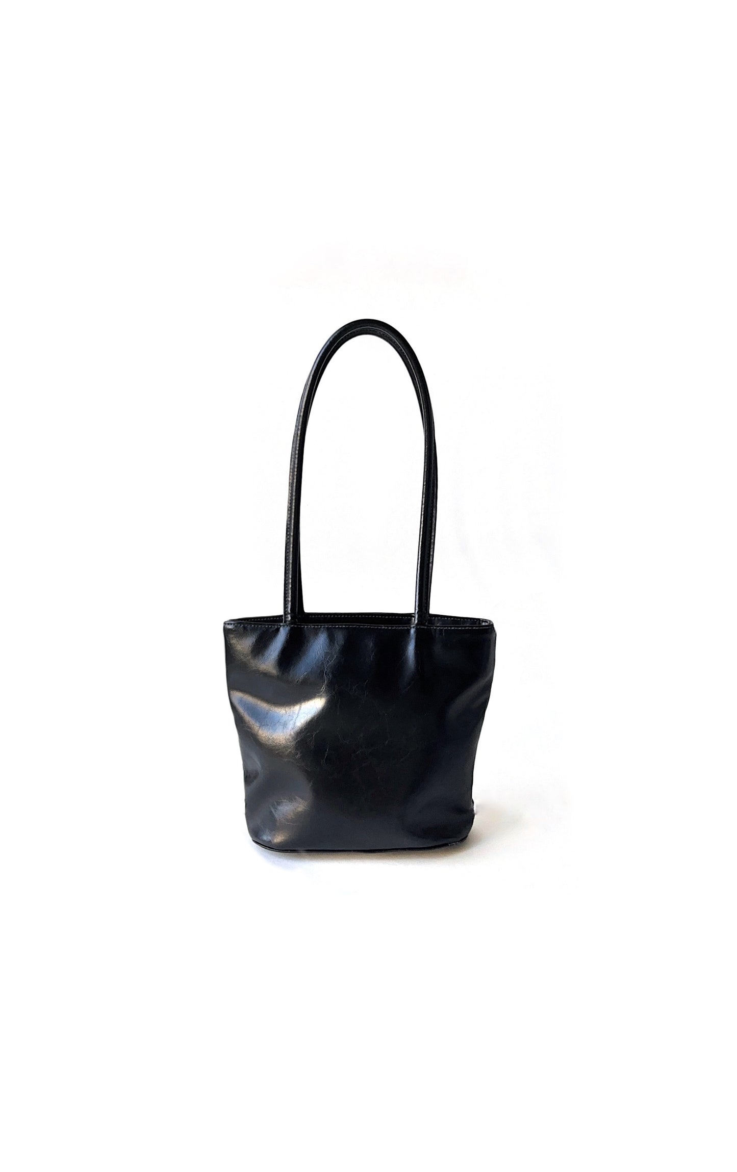 leather bucket bag — black
