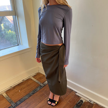 nylon tie skirt — deep green