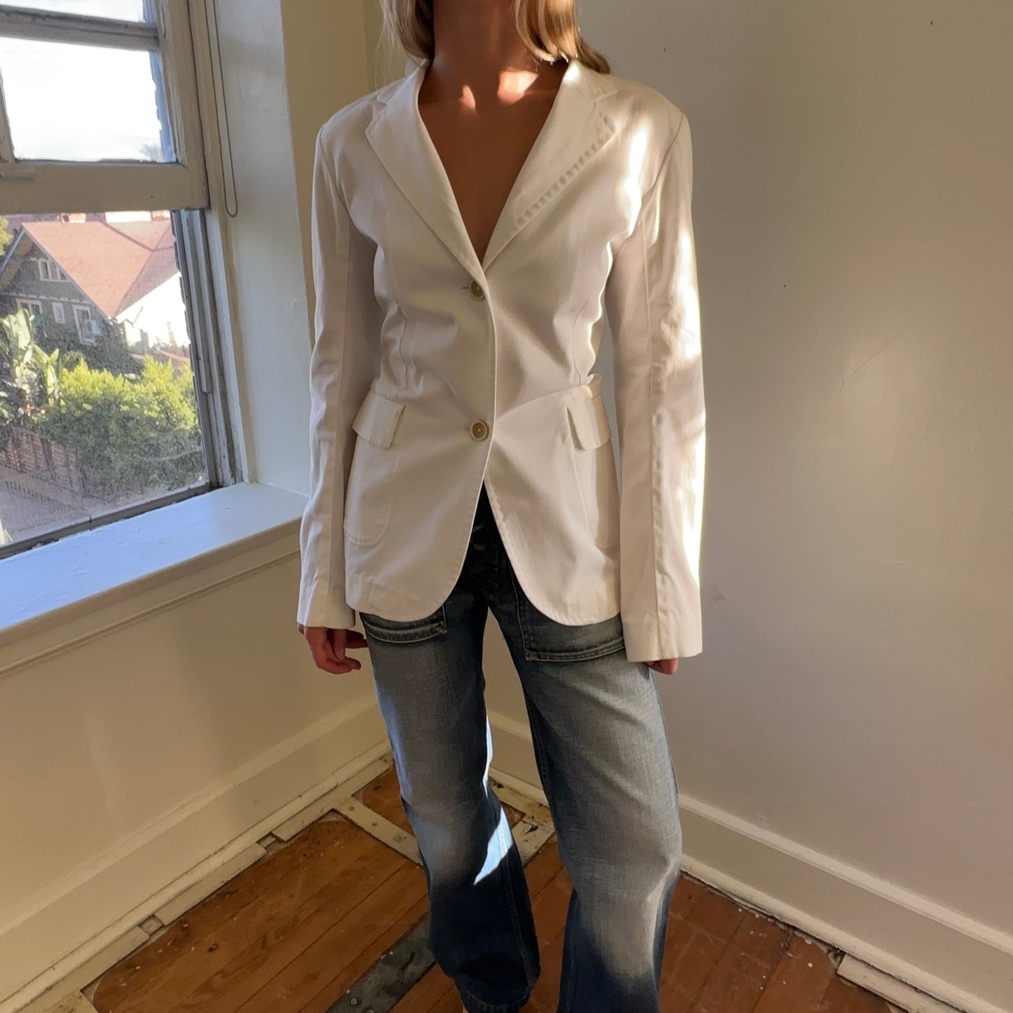 cotton blazer — pure white