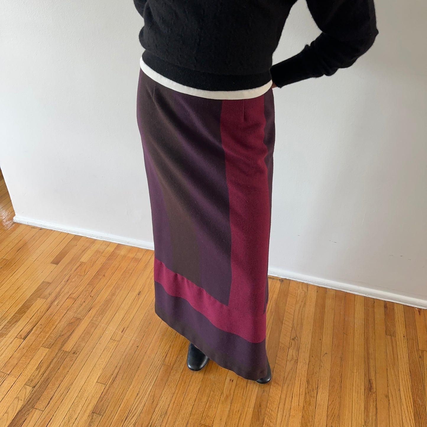 wool skirt — color block