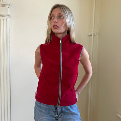 fleece vest — red