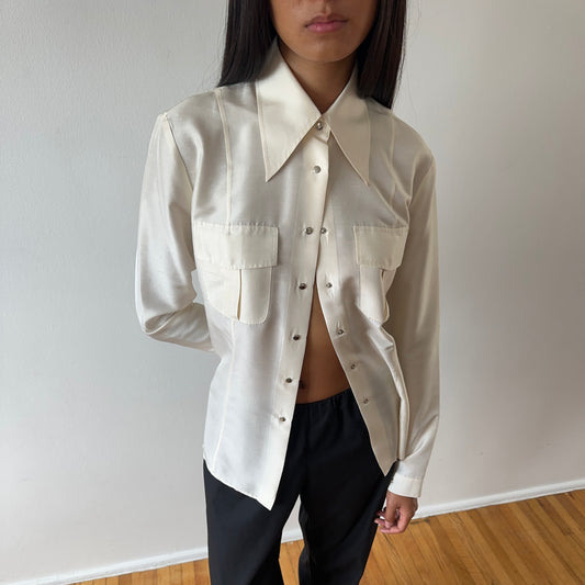 silk button down —  cream