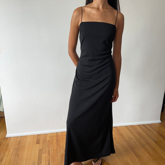 square neck dress — black