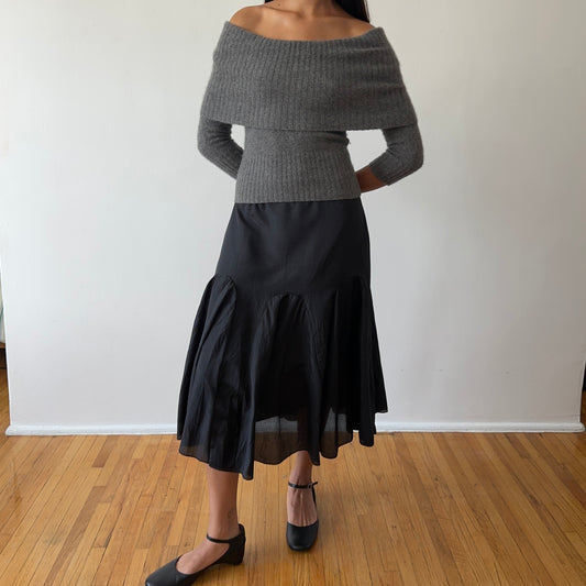 off shoulder cashmere — charcoal