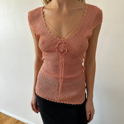 crochet top —  peach