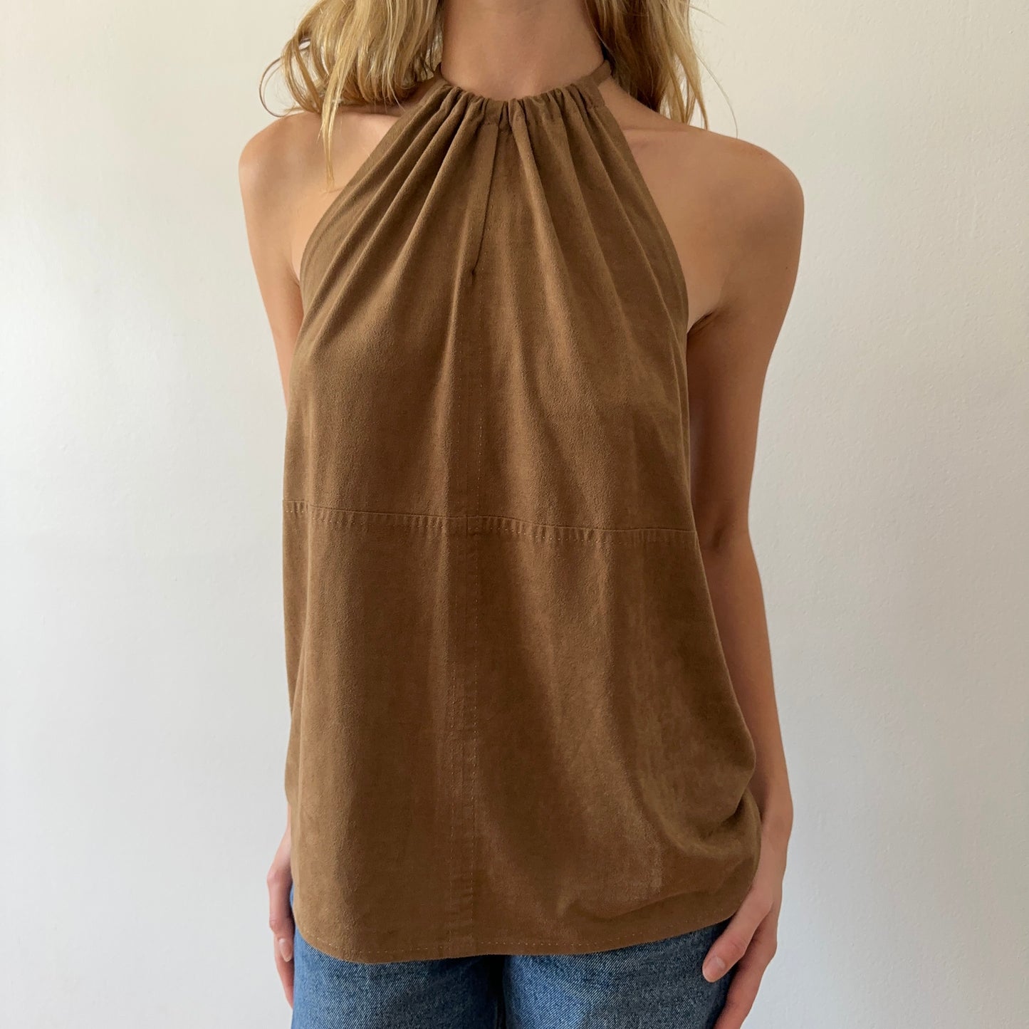 suede tank —  light brown