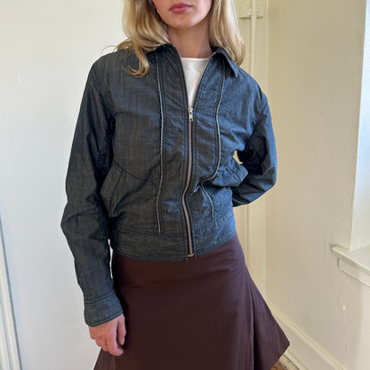 zip jacket — dark denim