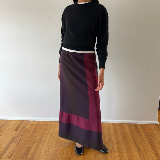 wool skirt — color block